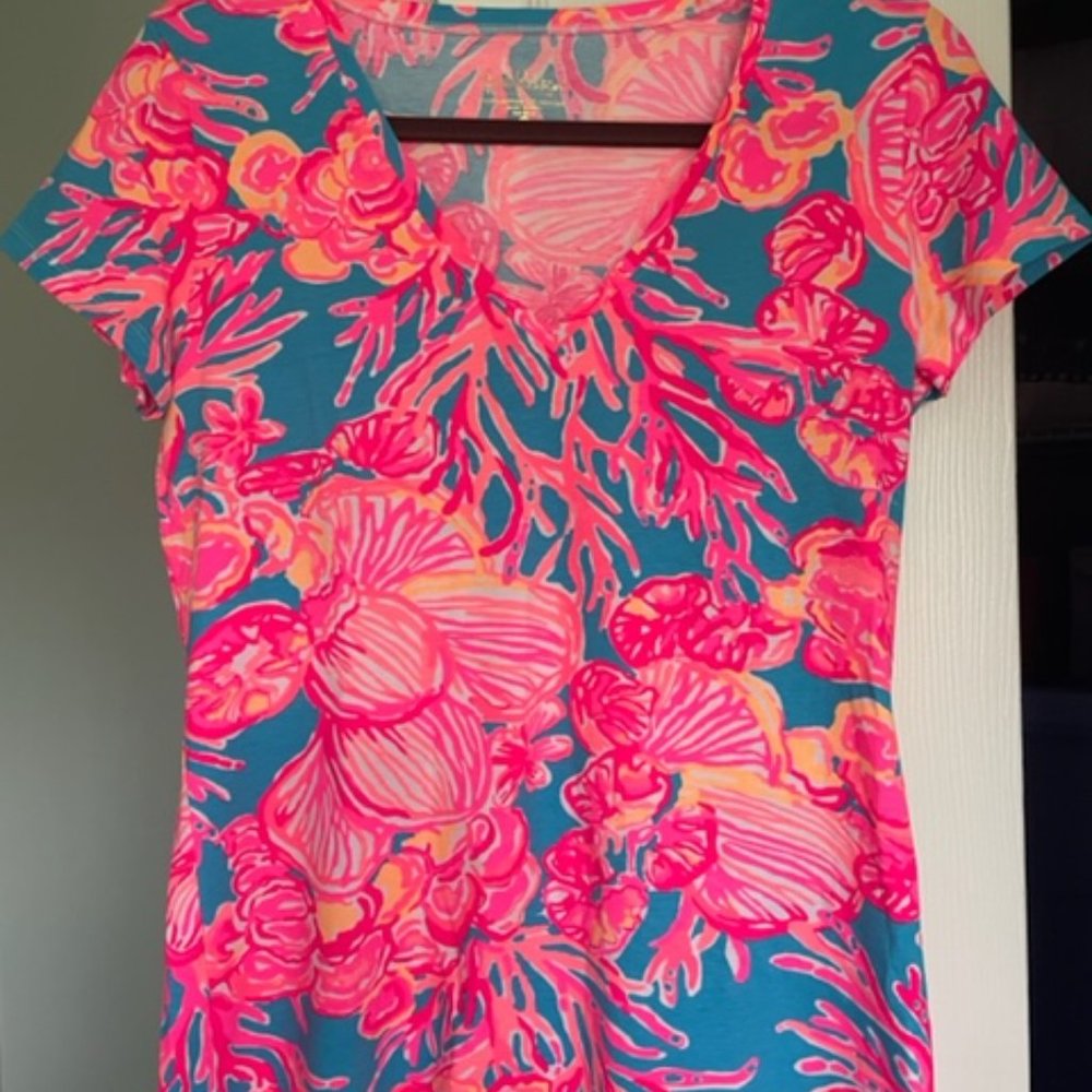 Lilly Pulitzer Pink and Blue Floral Skirt